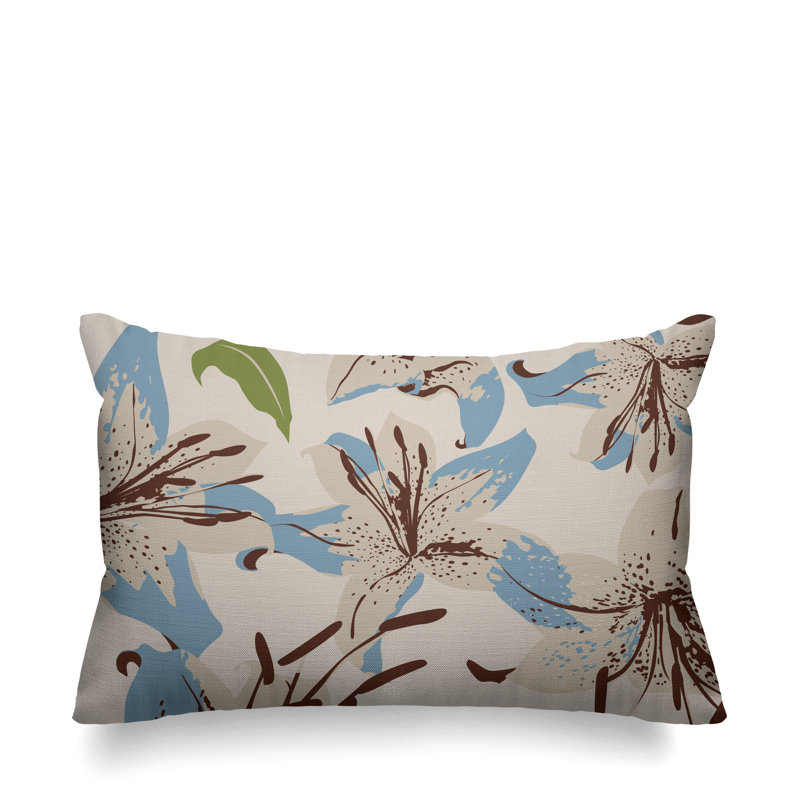 Alyssa Floral Outdoor Reversible Throw Pillow, Blue