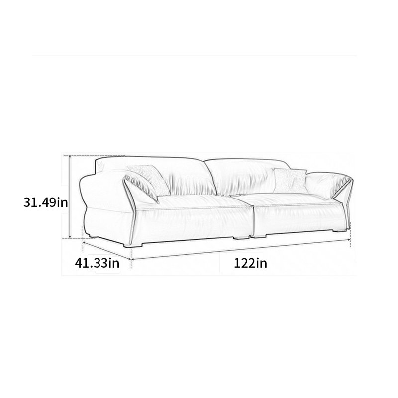Canapé moderne simple à oreilles d'éléphant, 4, H 31,49 po x l 122 po x P 41,33 po