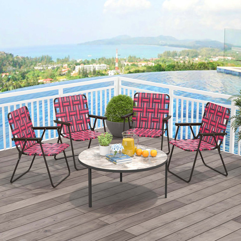 Chaise de plage pliante Sharneka, Rouge