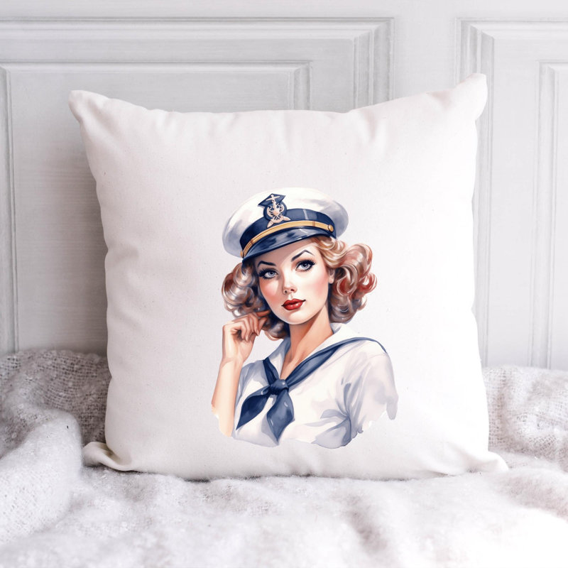 Nautical Sea Life_304 - Coussin décoratif en polyester, H 20 po x l 20 po