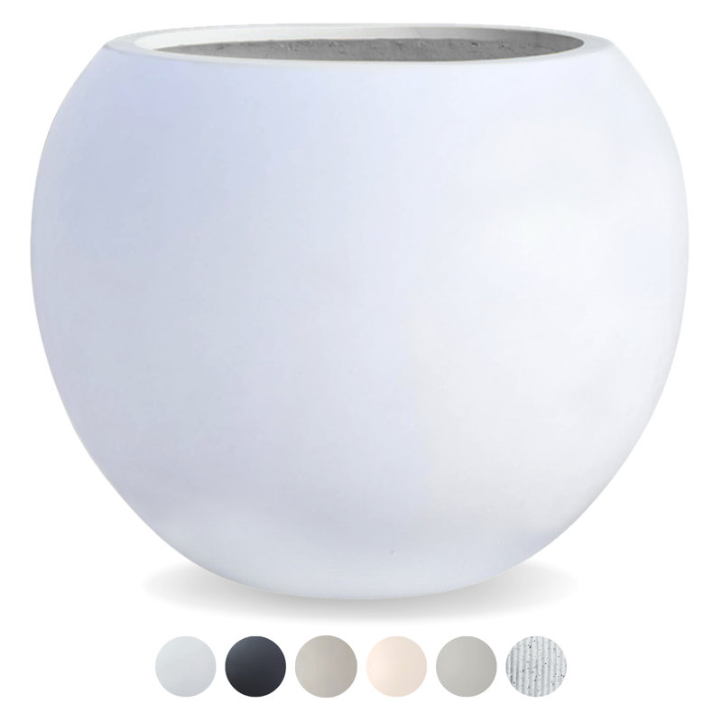 Kute Nest Indoor/Outdoor Fiberstone Globo Ball Planter - Kilim Beige 12"D (Opening 7.8"), Kilim Beige, 9.7" H x 12" W x 12" D