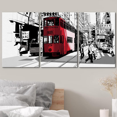 Street in Hong Kong Vector Illustration Modern Wall Decor