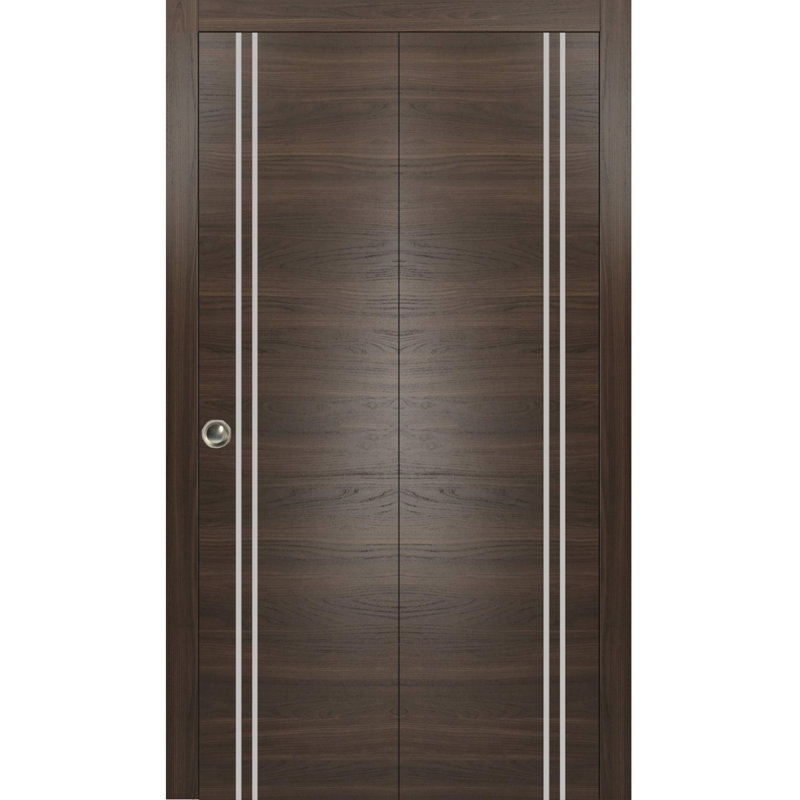 Porte pliante en bois massif massif, Frêne chocolat, 56 po x 96 po