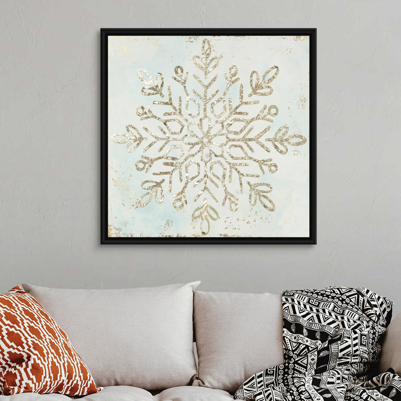 Glistening Snowflake I - reproduction d'art sur toile, Cadre noir, 38" H x 38" W x 1.75" D