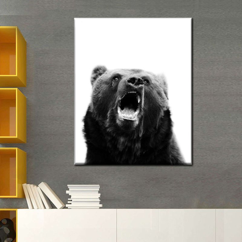 «Snarling Grizzly Bear» sur toile, H 8 po x l 10 po x P 1 po