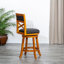 Tabouret pivotant à dossier en X de 30 po de hauteur, siège en tissu à finition naturelle-100125392-100125405