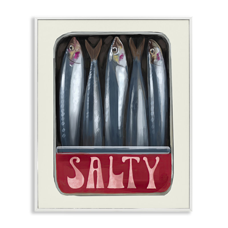 Art de canettes salées par Daphne Polselli, Estampe numérique encadrée blanc bord de mer, H 14 po x l 11 po