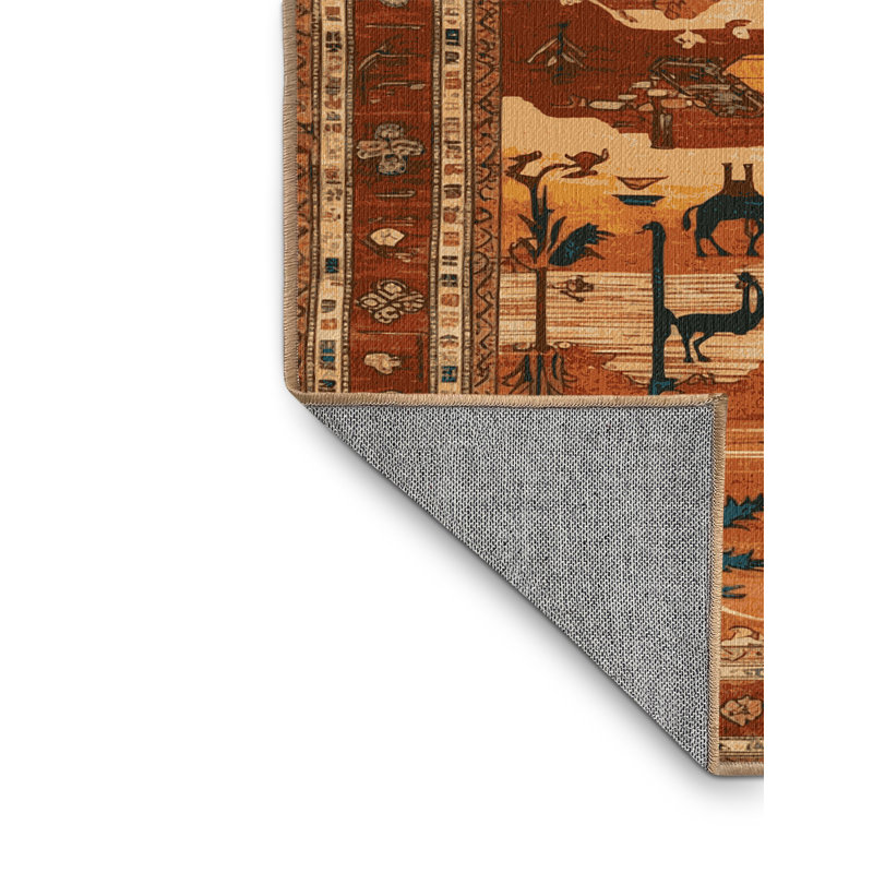 Tapis brun lavable à la machine, Rond 3 pi