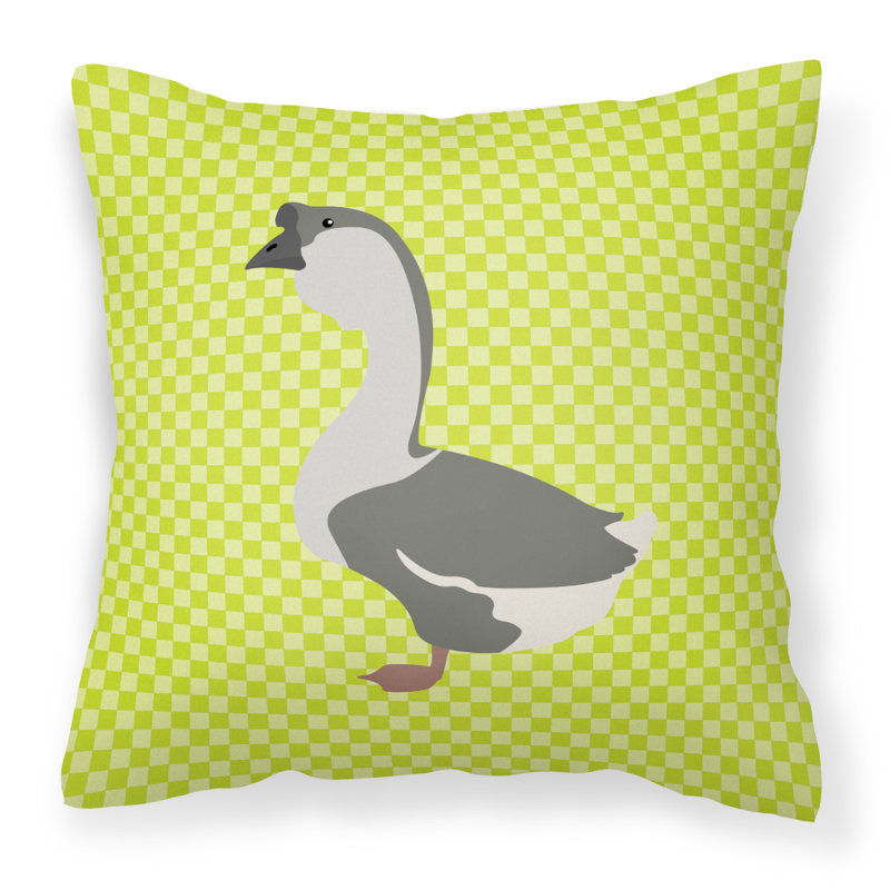 Goose Check Outdoor Throw Pillow, Green, 14" x 14"