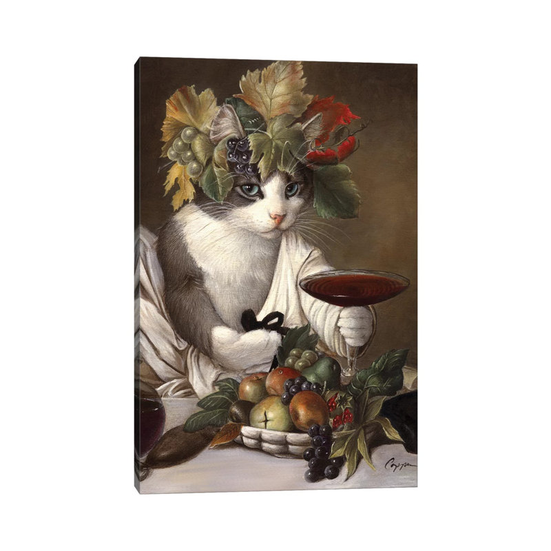Widget As Bacchus by Melinda Copper - Wrapped Canvas Painting Print, 20.32 cm H x 30.48 cm W