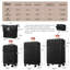 Ensemble de bagages 5 pièces avec demi-ouverture, ensemble de valise de transport rigide avec double roue pivotante, bagage de voyage léger avec port USB, serrures TSA