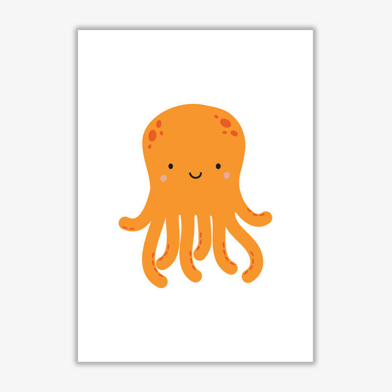 Children's Animals, Octopus - Single Picture Frame Print, 30 cm H x 21 cm W x 1 cm D, No Frame