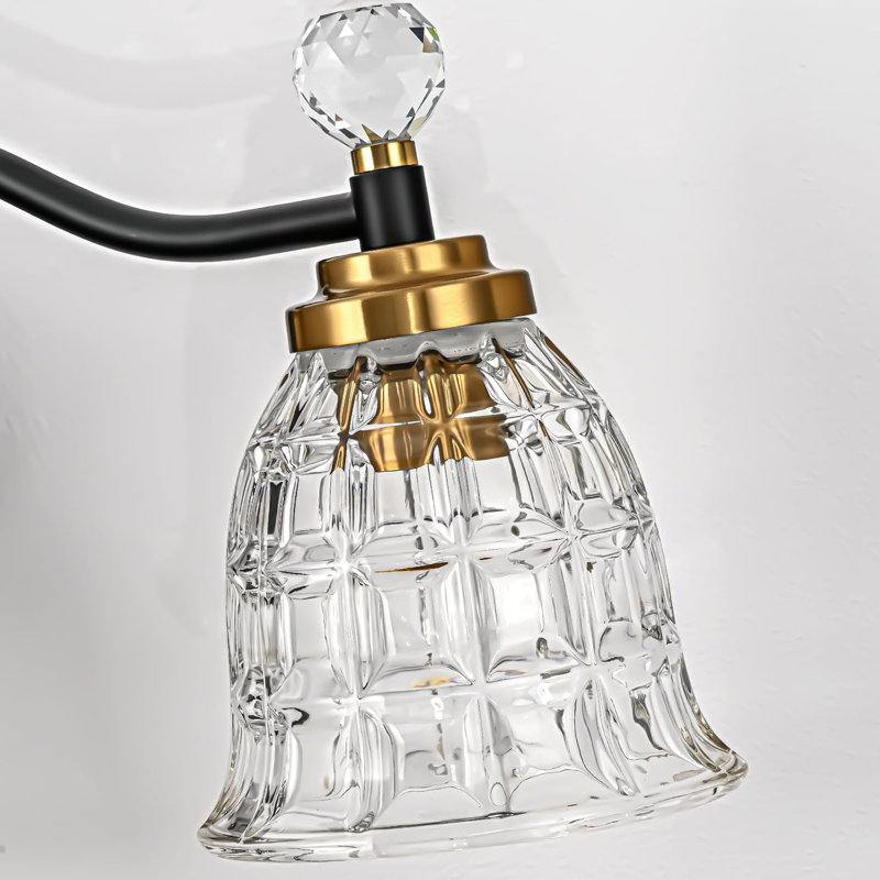 Luminaire de meuble-lavabo vintage avec abat-jour fleur en cristal, applique murale à 4 lumières pour miroir, design moderne et élégant, installation facile, compatible avec douille E26