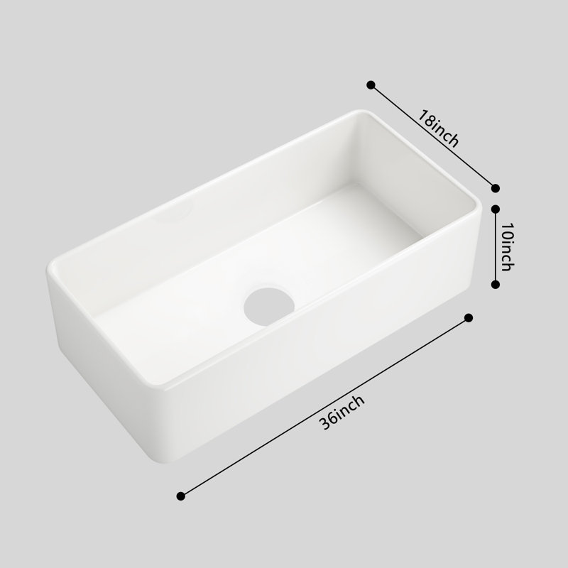 Évier de cuisine de ferme, Blanc, H 10 po x L 36 po x l 18 po