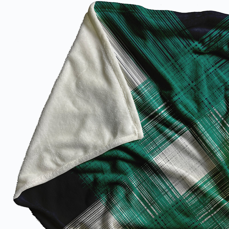 Braud Plain Weave / Muslin Throw Blanket, Black/Green
