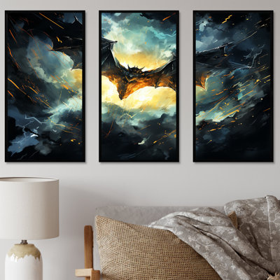 Blue Watercolor Night Bat Charm I - Animal Bat Wall Art