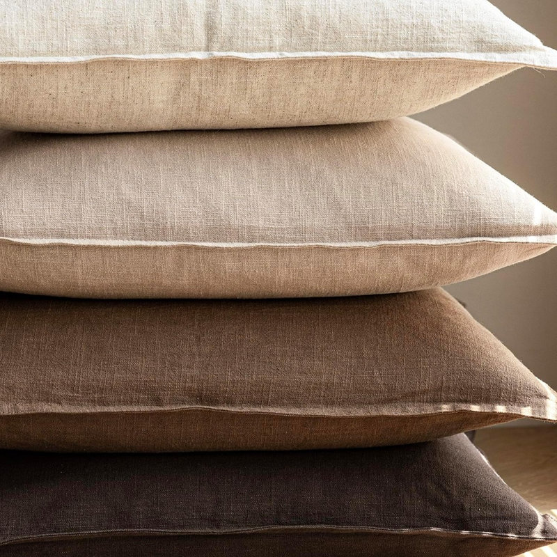 Housses de coussin en lin, taies décoratives unies 18 po x 18 po, brun rougeâtre