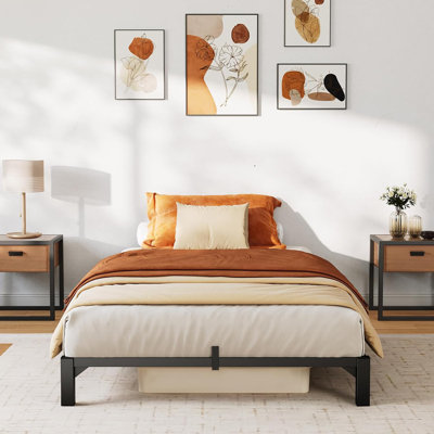 Bed Frame, Heavy Duty Metal Platform Bed Frame with Durable Iron Slat Support and Legs, No Box Spring Required, No Screws Needed, Support Up to 800 Lbs