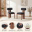 Mid-Century Modern Wooden Dining Chairs, Upholstered Fabric with Sculptural Backrest & Solid Wood Legs-386069485-386069489