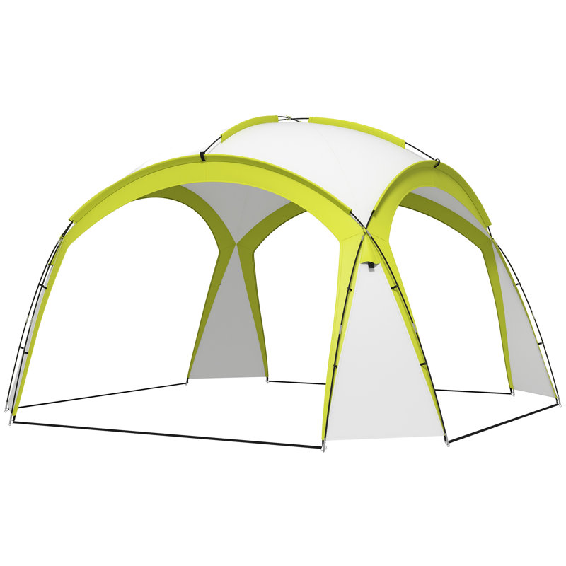 Dakota Fields 350cm W x 350cm D Polyester Cover Retractable Patio Awning,Freestanding Awning, Blue/White