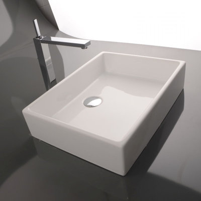 WS Bath Collections Unlimited 14.7'' White Ceramic Rectangular Bathroom Sink