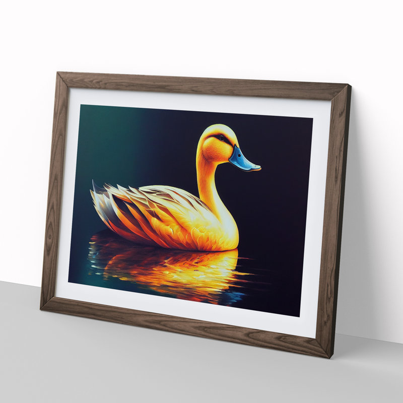 Legendary Duck - Single Picture Frame Print, 46cm H x 64cm W x 2cm D, Walnut
