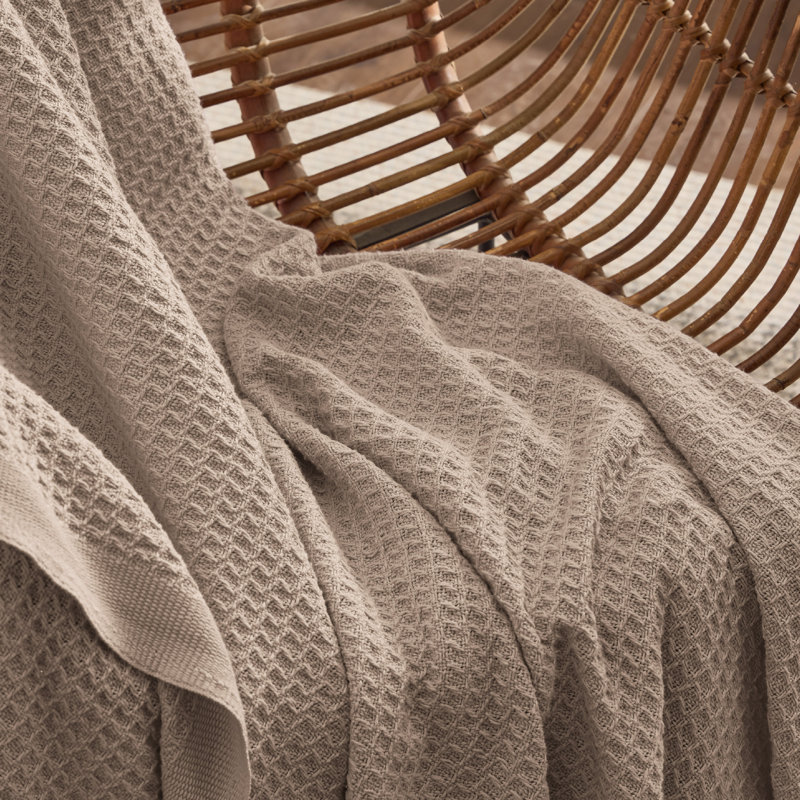Jeté 100% coton 406 g / m² Literie respirant gaufré GentleSoft ™, Grand lit, Tanné