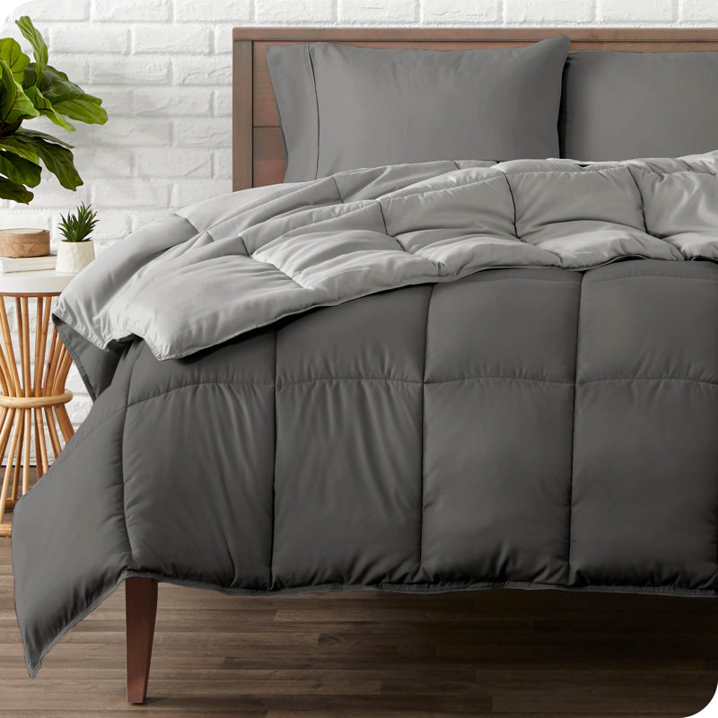 Reversible Dark Blue and Gray Down Alternative Microfiber Comforter