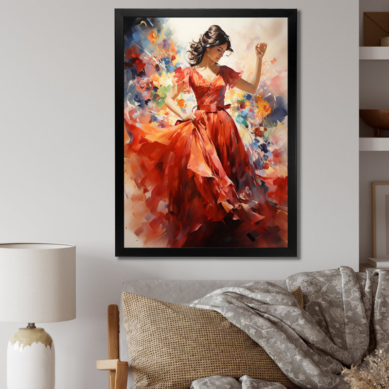 Mainab corail beige Mexique Fiesta Celebration Winab sur toile, H 32 po x l 16 po x P 1 po, Cadre simple noir