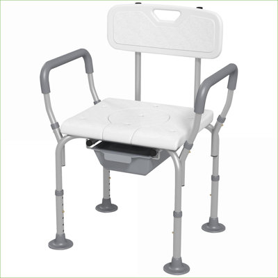 Sièges de chaise réglables 3-en-1 HOMcom, siège de toilette surélevé à hauteur réglable, pieds antidérapants pour les personnes âgées et amp; Désactivé, blanc cassé