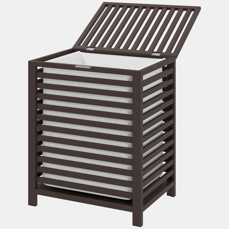 Panier à linge en bambou avec couvercle, Espresso