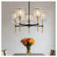 Lustre moderne noir et or à 5 lumières avec pendentifs en verre texturé, plafonnier industriel pour salon