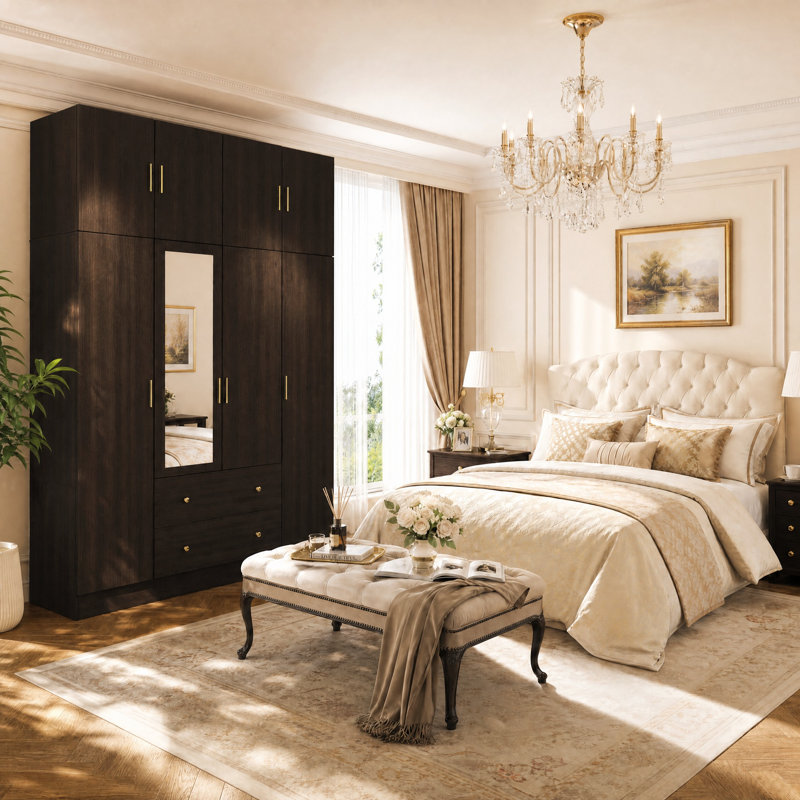 Armoire 4 tiroirs 2 tiroirs avec armoire, Noir, noir, noir, noir