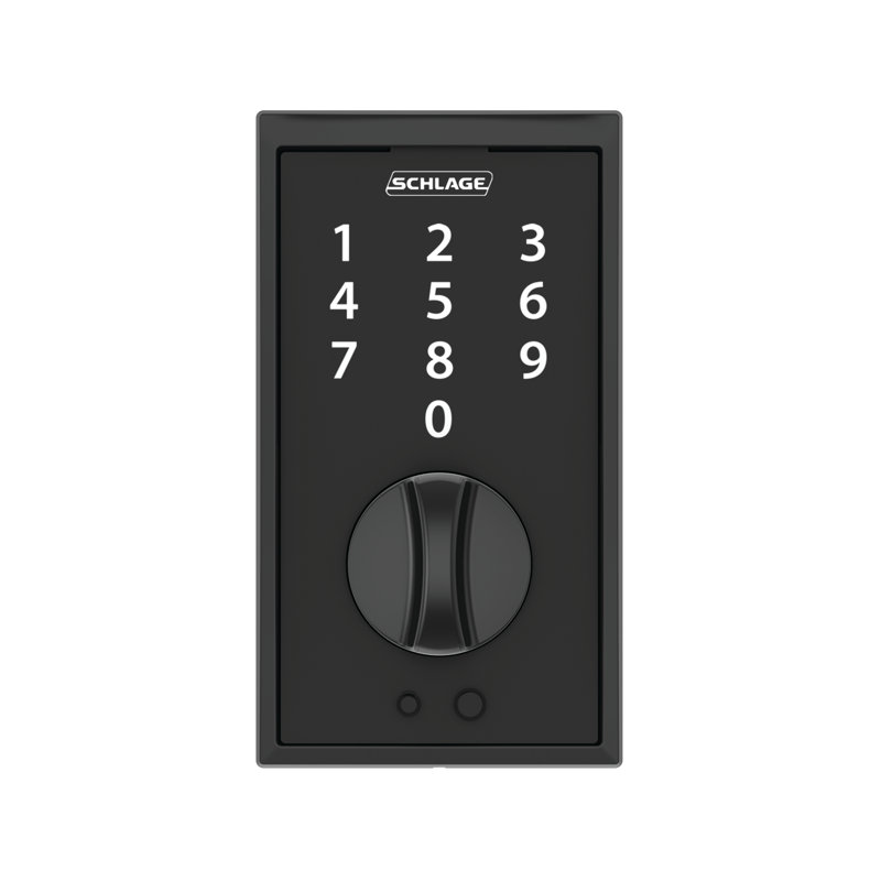 Schlage Touch Keyless Touchscreen Deadbolt with Century Trim, Matte Black