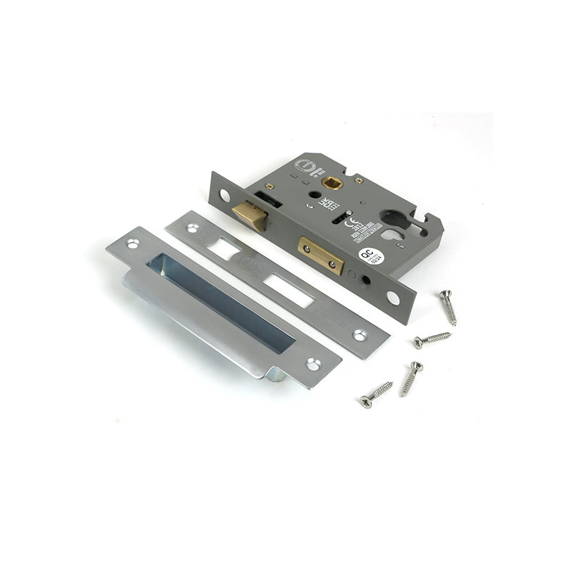 Polished Bronze 3" Euro Profile Sash Lock, Satin Chrome