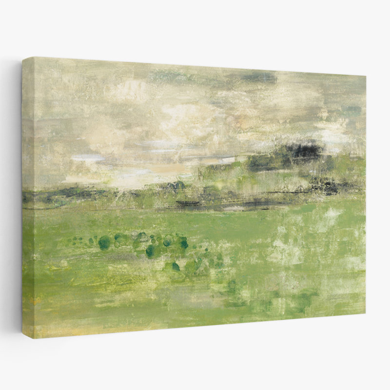 Spring Valley I - paysages abstraits en noir et vert, H 24 po x l 16 po