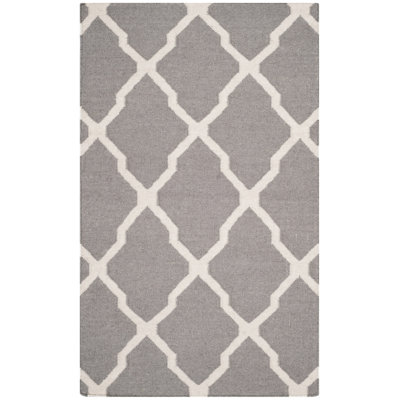 Tapis gris / noir en laine et coton tissé à la main Rodgers