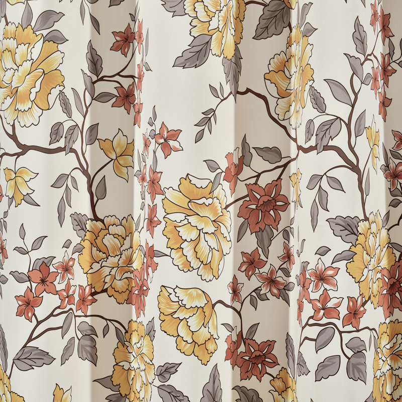 Paire de rideaux obscurcissant avec passe-partout Floral, Beige / brun