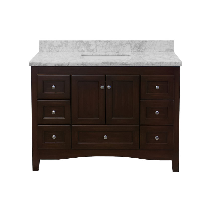 Fresno 48'' Chocolate Wood Single Bathroom Vanity with Carrara Marble Top