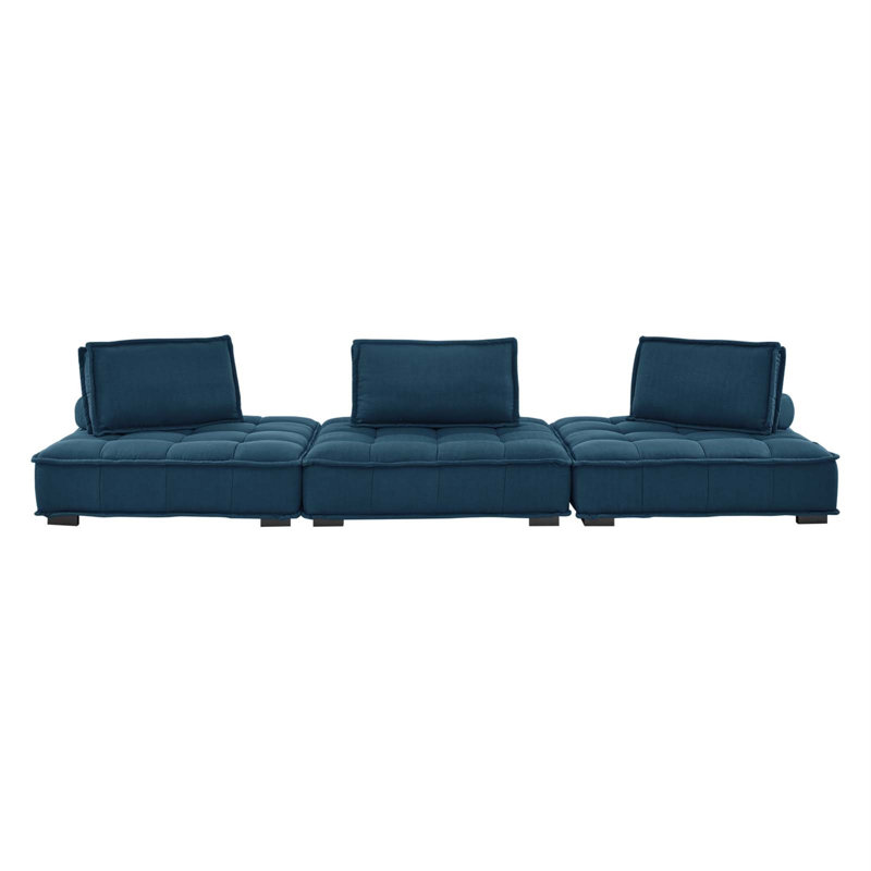 Canapé 3 pièces Saunt, Polyester bleu