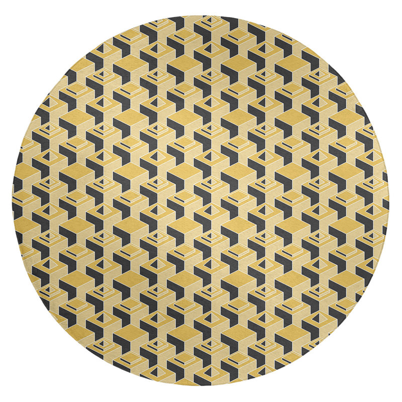 Chenille Geometric Indoor Rug, Round 5'