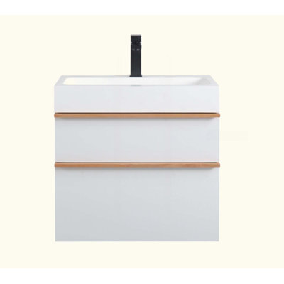 Wall Mounted Bathroom Vanity With Integrated Acrylic Sink, 2  Drawers, Pre-Assembled,Modern Floating Cabinet