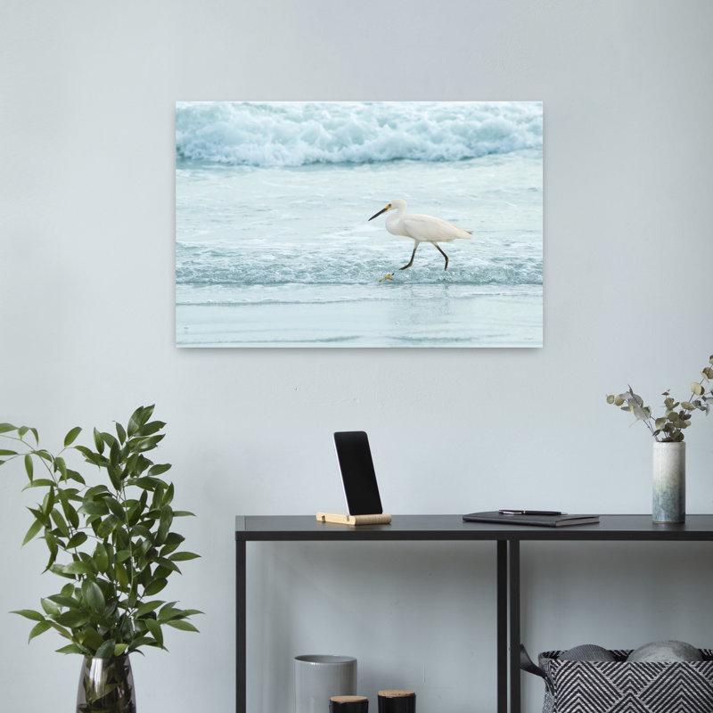 Plumes et écume de mer abstrait art côtier contemporain, H 16 po x l 24 po
