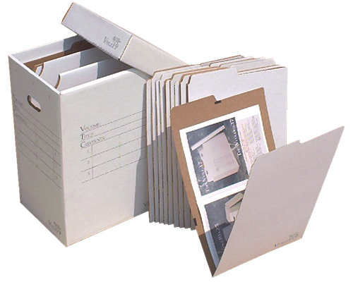 White Corrugated Cardboard Vertical File Organizer with VFolders