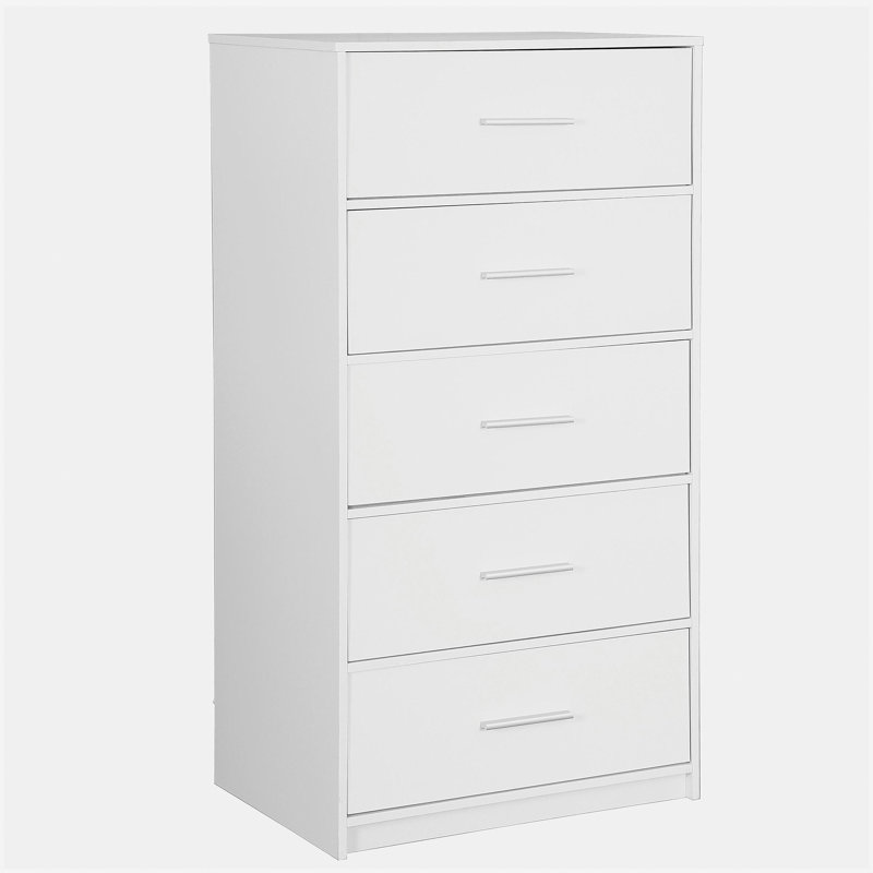 5-Drawer Dresser with Large Fabric Drawers, White