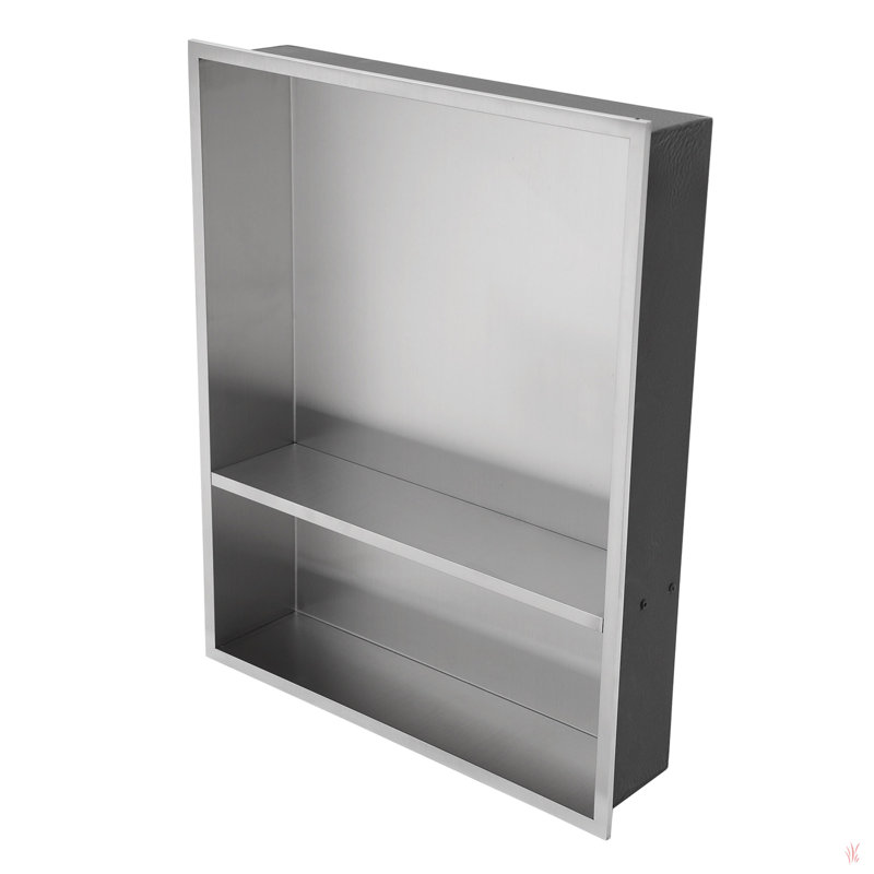 Stainless Steel Shower Niche , Gunmetal Black, 4.03"H x 21.09"W x 17.09"D, Satin Black