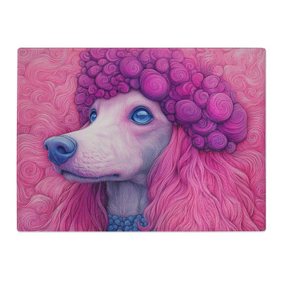 Poodle Graphic Dog  Glass Chopping Board