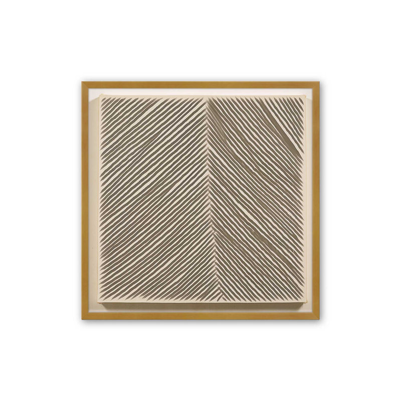 Illusion linéaire moderne IV, H 21,75 po x l 21,75 po, Cadre simple en or poli
