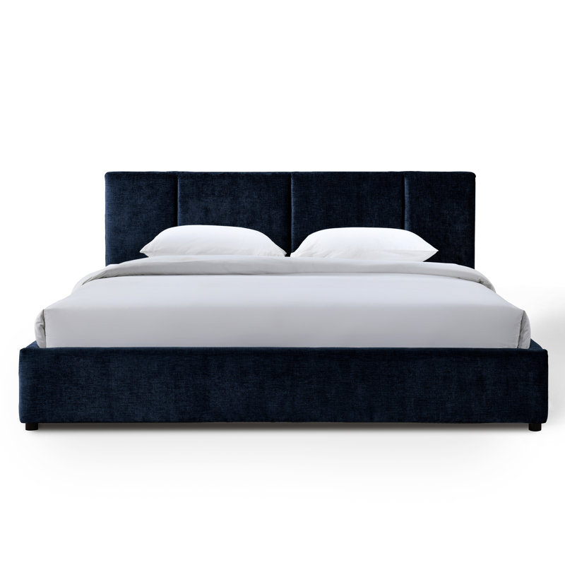 Condit Upholstered Platform Bed, King, Blue