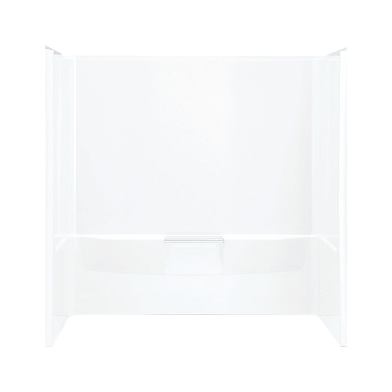 Ensemble de baignoire et douche rectangulaire sans cadre de 60 po x H 75,75 po avec porte-serviettes et base inclus, Argent
